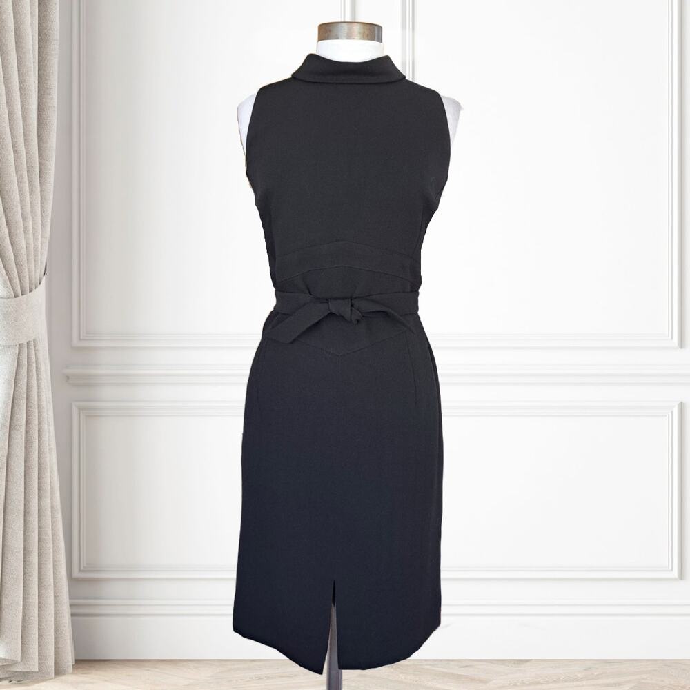 CARLISLE Black Wool Jackie-O Collar Sleeveless Sheath Dress Size 14 Classic